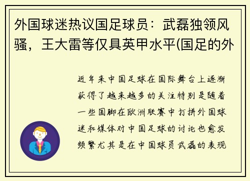外国球迷热议国足球员：武磊独领风骚，王大雷等仅具英甲水平(国足的外国球迷)
