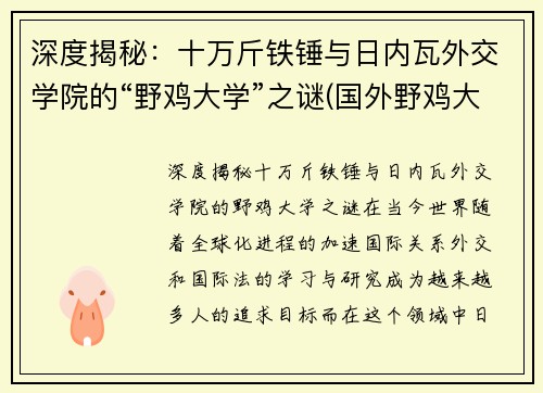 深度揭秘：十万斤铁锤与日内瓦外交学院的“野鸡大学”之谜(国外野鸡大学什么意思)
